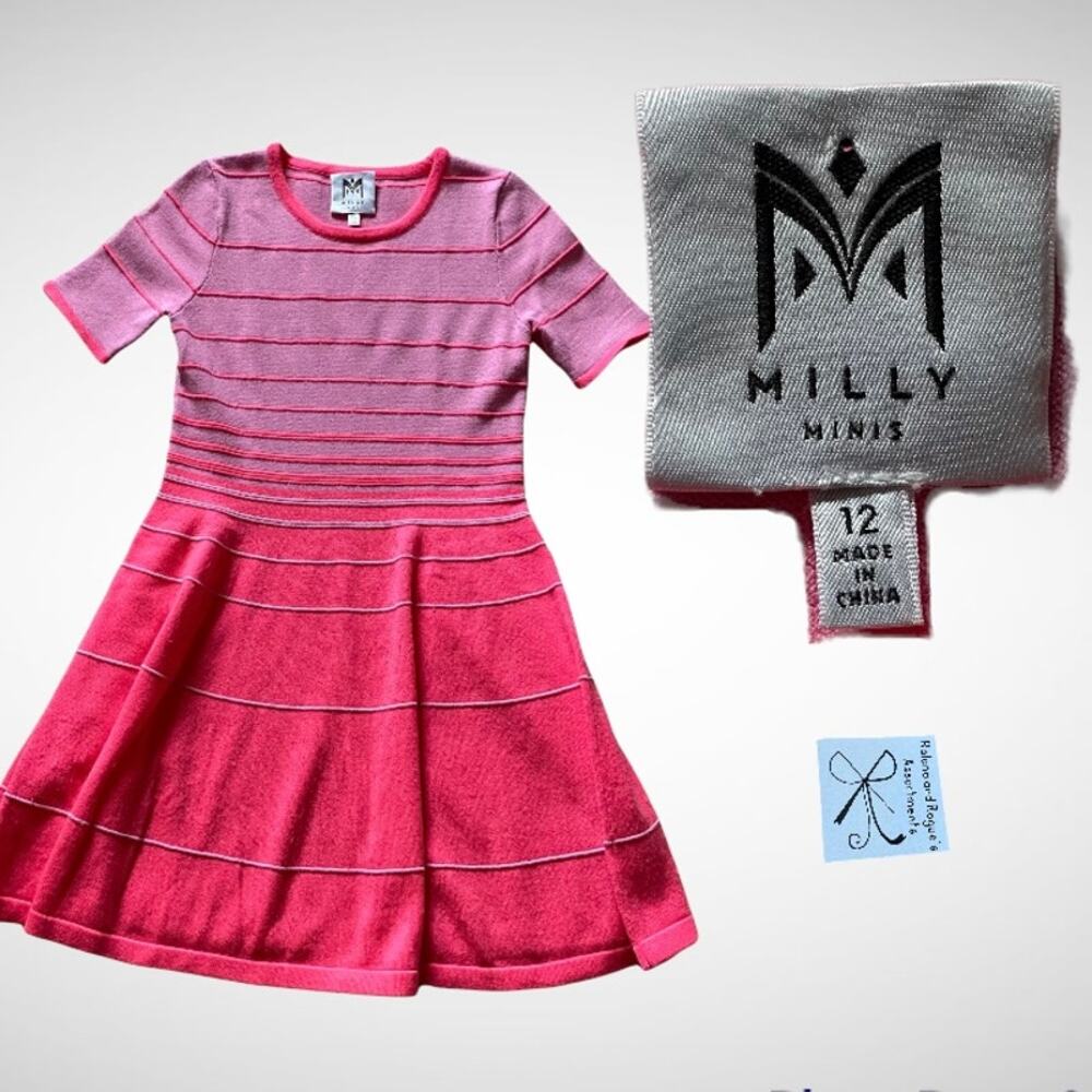 Milly Minis Striped Knit A-Line Sweater Dress Kids Sz 12